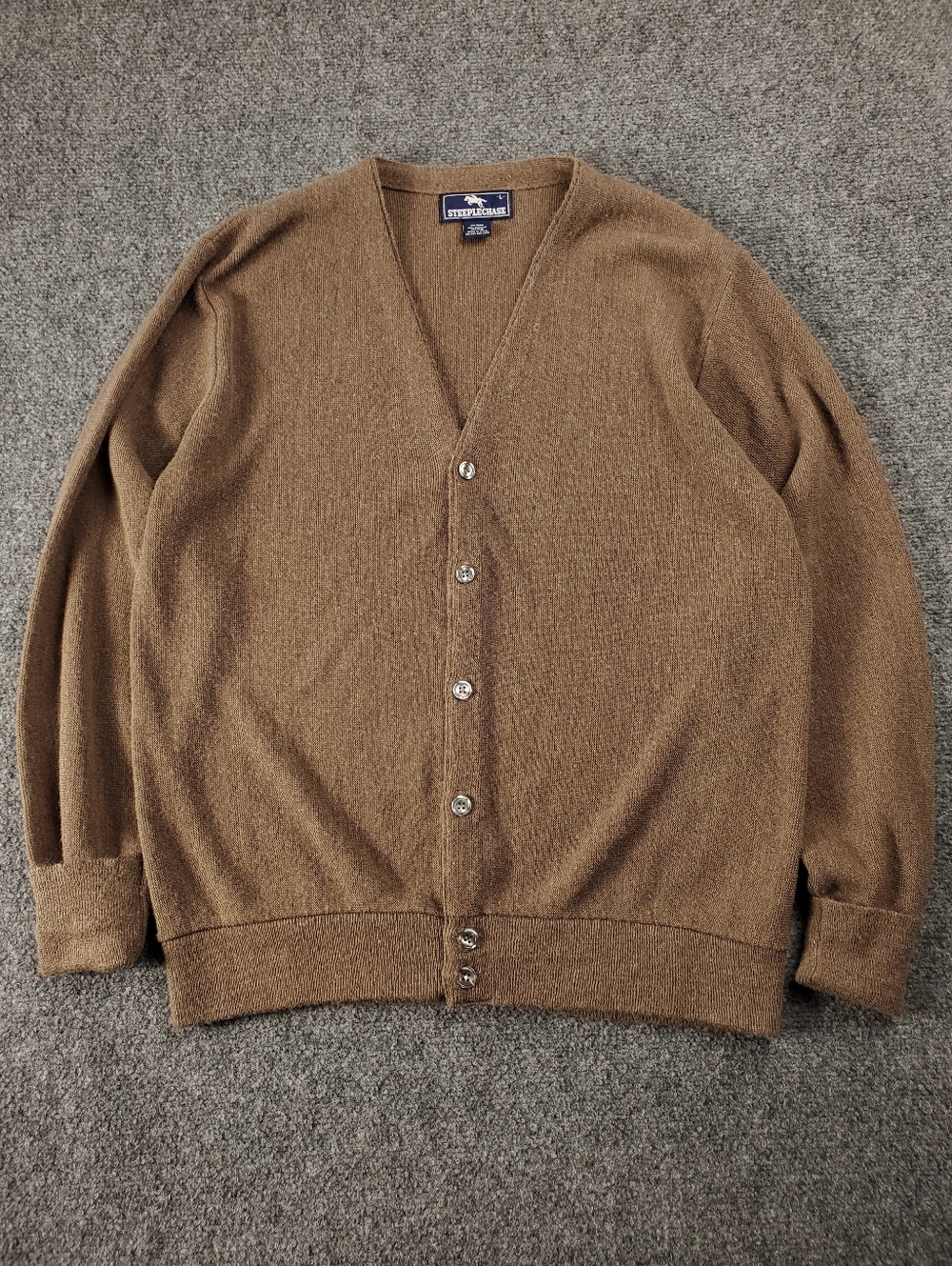 Vintage 80s 90s Steeplechase Cardigan Sweater Button Up Kurt Cobain Grunge Brown